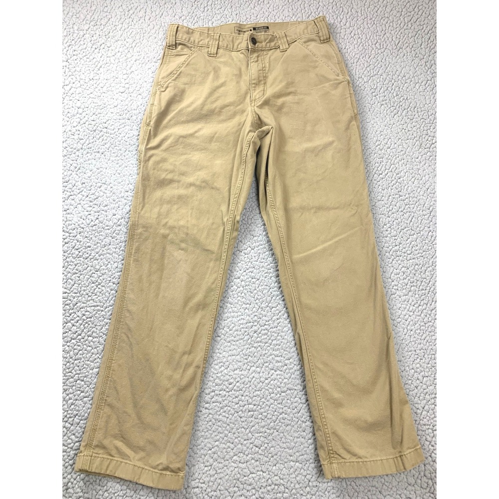 Carhartt Mens Pants 32x30 (Tagged 32x32) Tan Rugged Flex Canvas BN2291-M